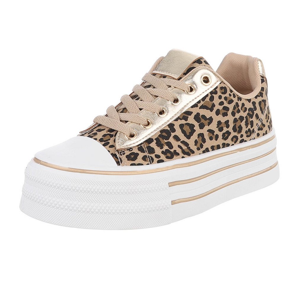 Ital-Design Moderne Sneaker mit Plateau, trendiges Design und Komfort Sneaker (91409632) Flach Sneakers Low in Beige
