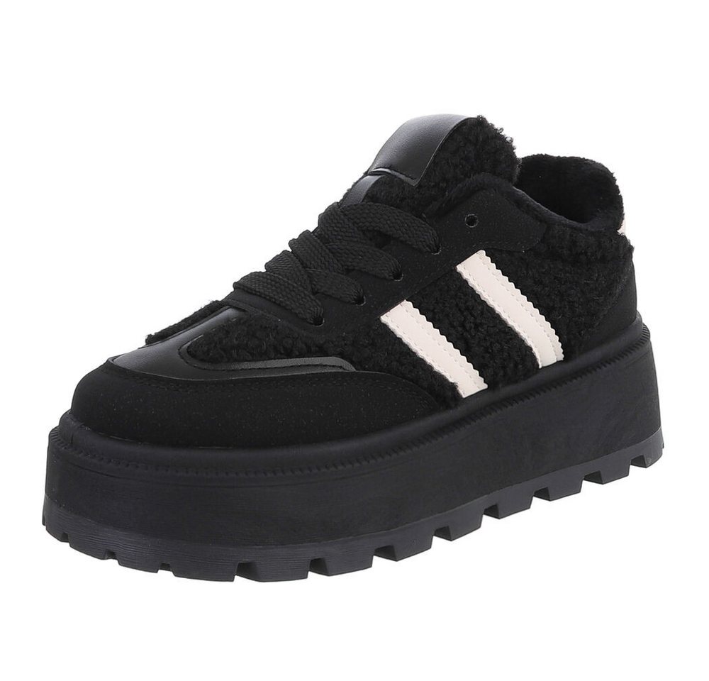 Ital-Design Moderne Sneakers für Damen mit strukturiertem Design Sneaker (90515055) Flach Sneakers Low in Schwarz
