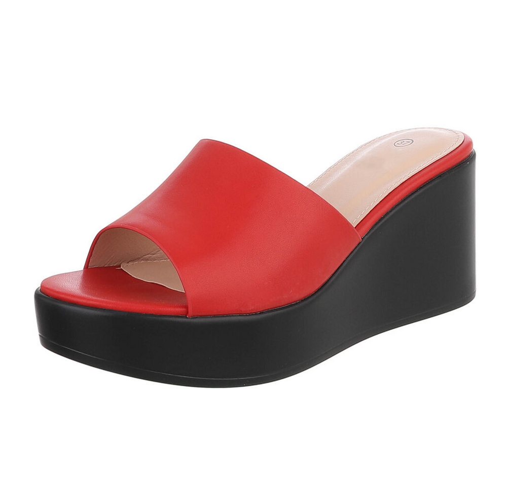 Ital-Design Moderne Wedge-Sandalen mit Plateau für Damen Plateausandaletten (91409363) Keilabsatz/Wedge Keilsandaletten in Rot