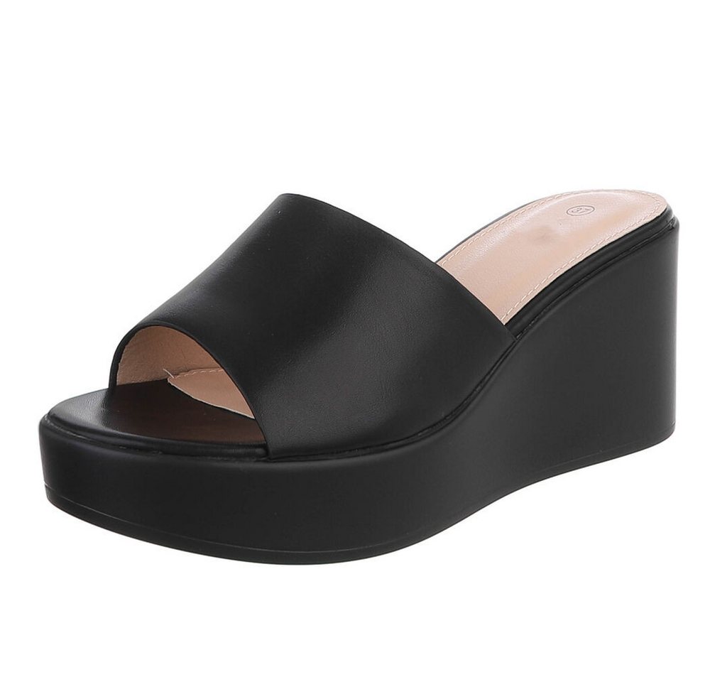 Ital-Design Moderne Wedge-Sandalen mit Plateau für Damen Plateausandaletten (91409375) Keilabsatz/Wedge Keilsandaletten in Schwarz