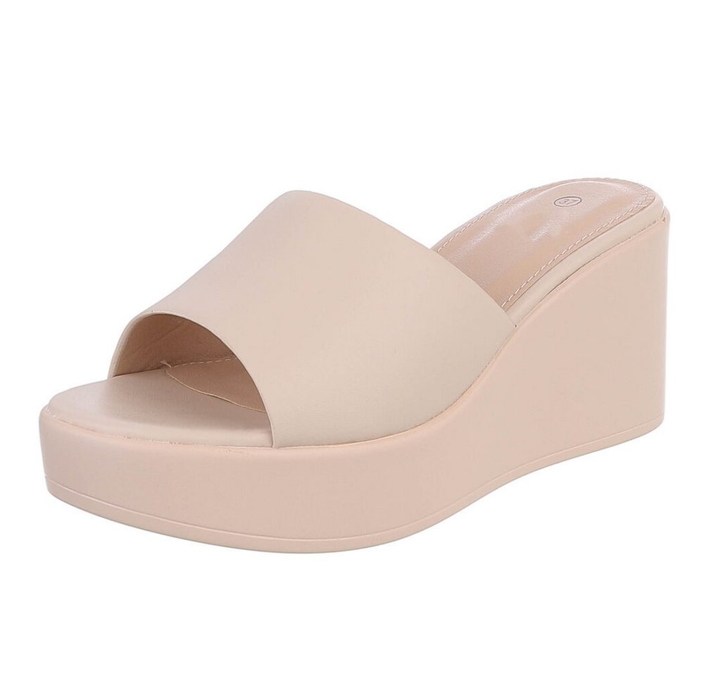 Ital-Design Moderne Wedge-Sandalen mit Plateau für Damen Plateausandaletten (91409381) Keilabsatz/Wedge Keilsandaletten in Beige