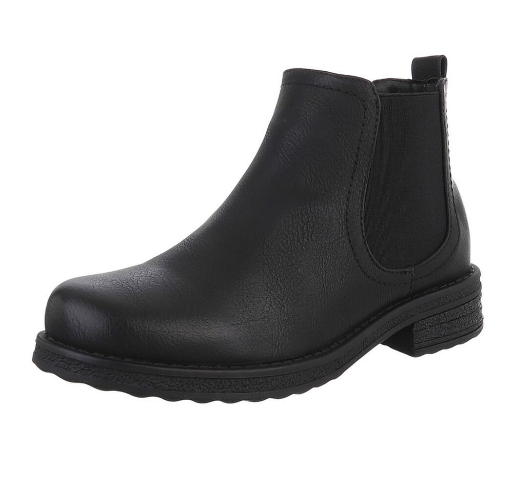 Ital-Design Modische Ankle Boots für Damen – Komfortabel & Stylisch Stiefelette (90169727) Blockabsatz Chelsea Boots in Schwarz