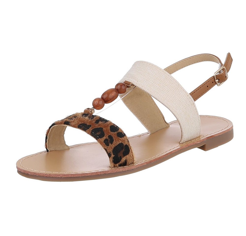 Ital-Design Modische Damen Sandalen mit Holzperlen für Sommerlook Riemchensandalette (89542639) Blockabsatz Riemchensandalen in Braun