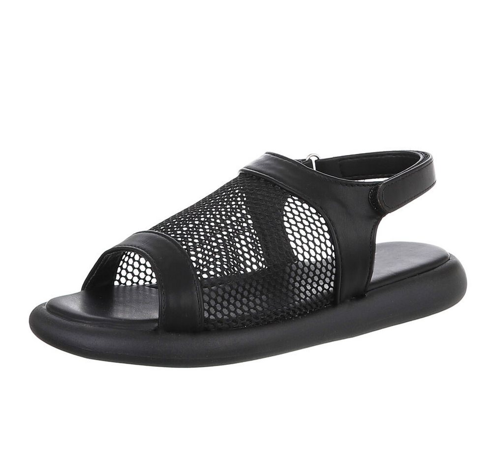 Ital-Design Modische Damen Sandalen mit Mesh-Oberfläche für den Sommer Riemchensandalette (89852447) Flach Riemchensandalen in Schwarz