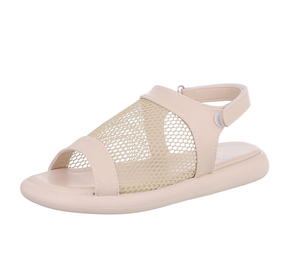 Ital-Design Modische Damen Sandalen mit Mesh-Oberfläche für den Sommer Riemchensandalette (89852451) Flach Riemchensandalen in Beige
