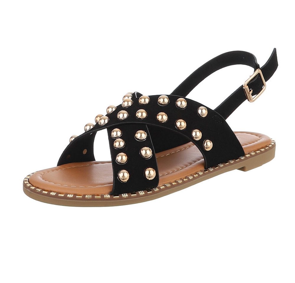 Ital-Design Modische Damen-Sandalen mit Nieten für Freizeit & Alltag Riemchensandalette (89852432) Blockabsatz Riemchensandalen in Schwarz
