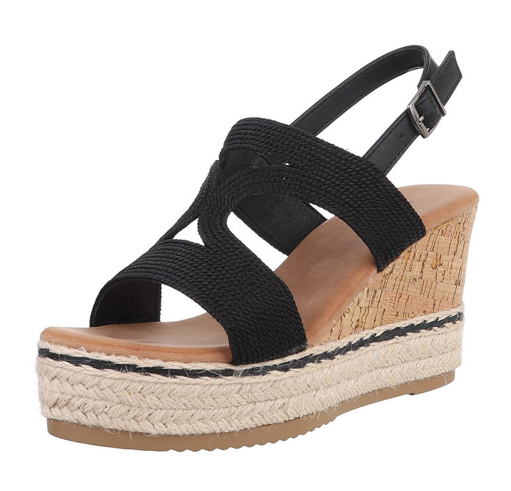Ital-Design Modische Espadrilles mit Keilabsatz für Damen Plateausandaletten (89372827) Keilabsatz/Wedge Keilsandaletten in Schwarz