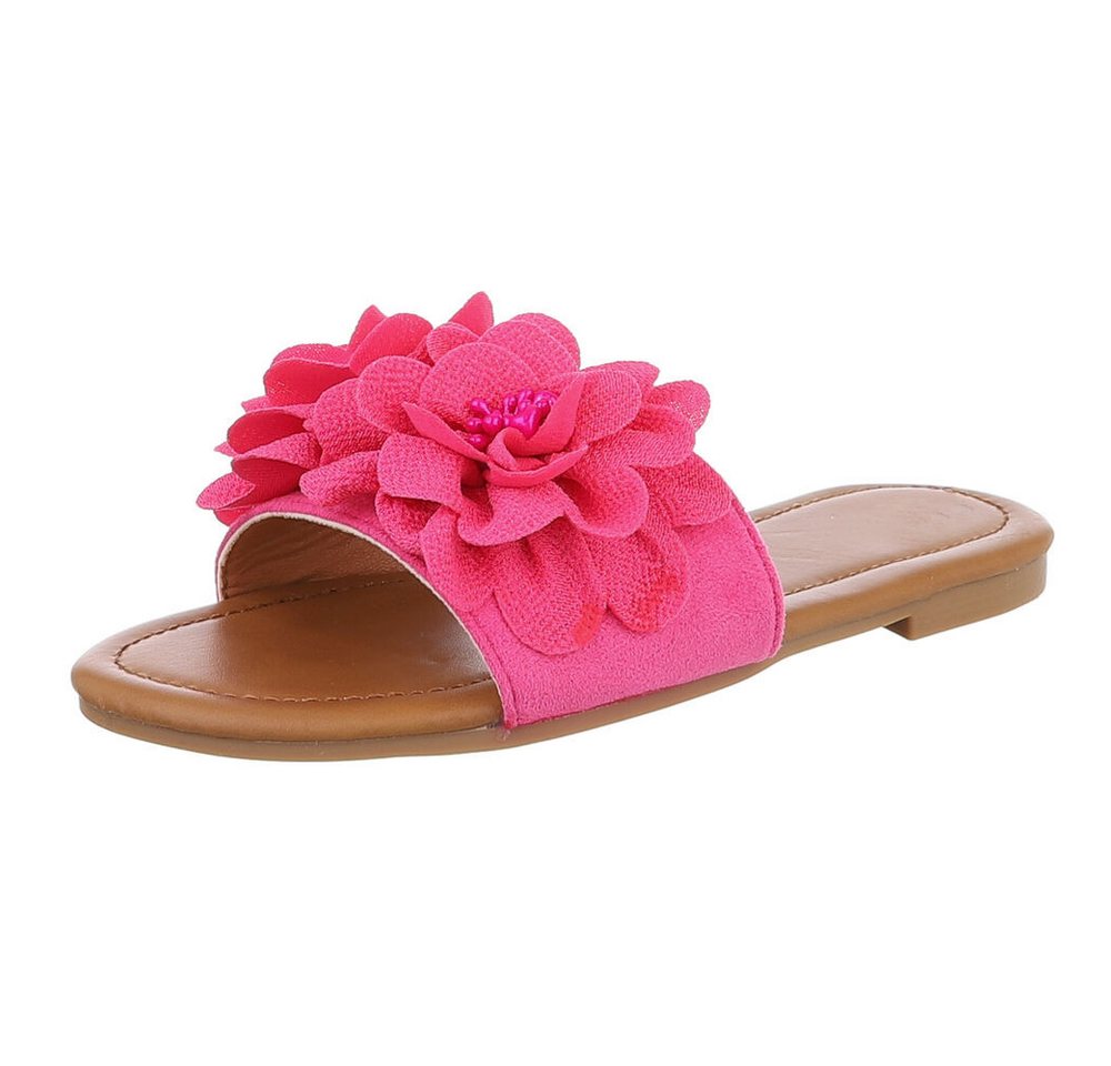 Ital-Design Modische Sandalen mit Blumenakzent, ideal für Sommer Pantolette (89368538) Blockabsatz Pantoletten in Pink