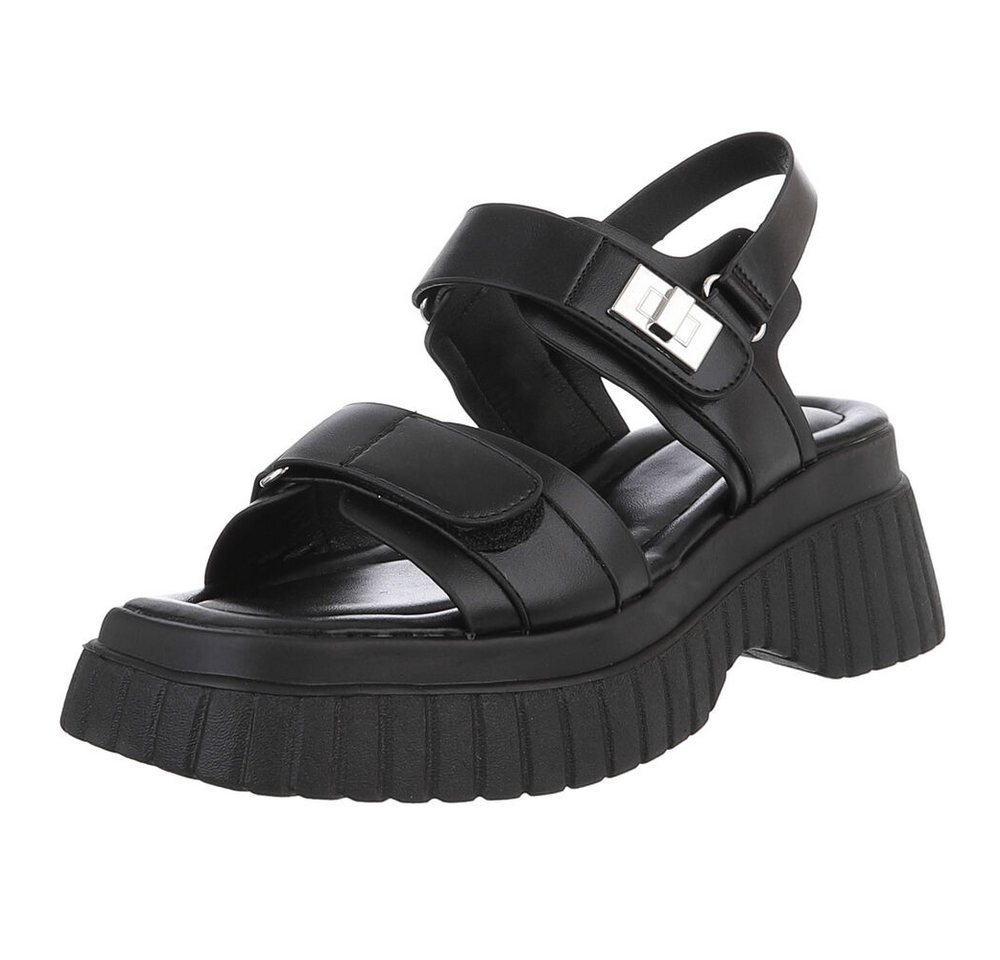 Ital-Design Modische Sandalen mit ergonomischer Sohle für Damen Plateausandaletten (89930005) Blockabsatz Sandalen & Sandaletten in Schwarz