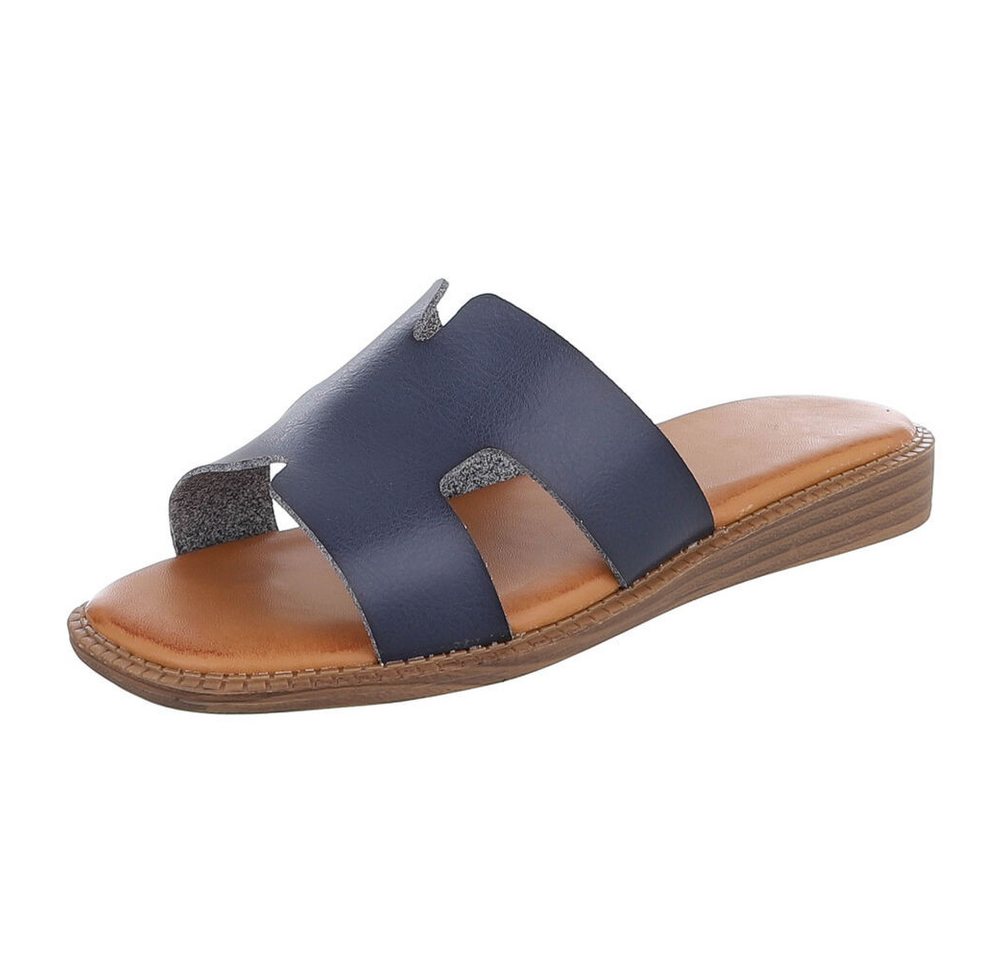 Ital-Design Modische Sandalen mit gepolsterter Sohle für Damen Pantolette (91409221) Keilabsatz/Wedge Pantoletten in Petrol