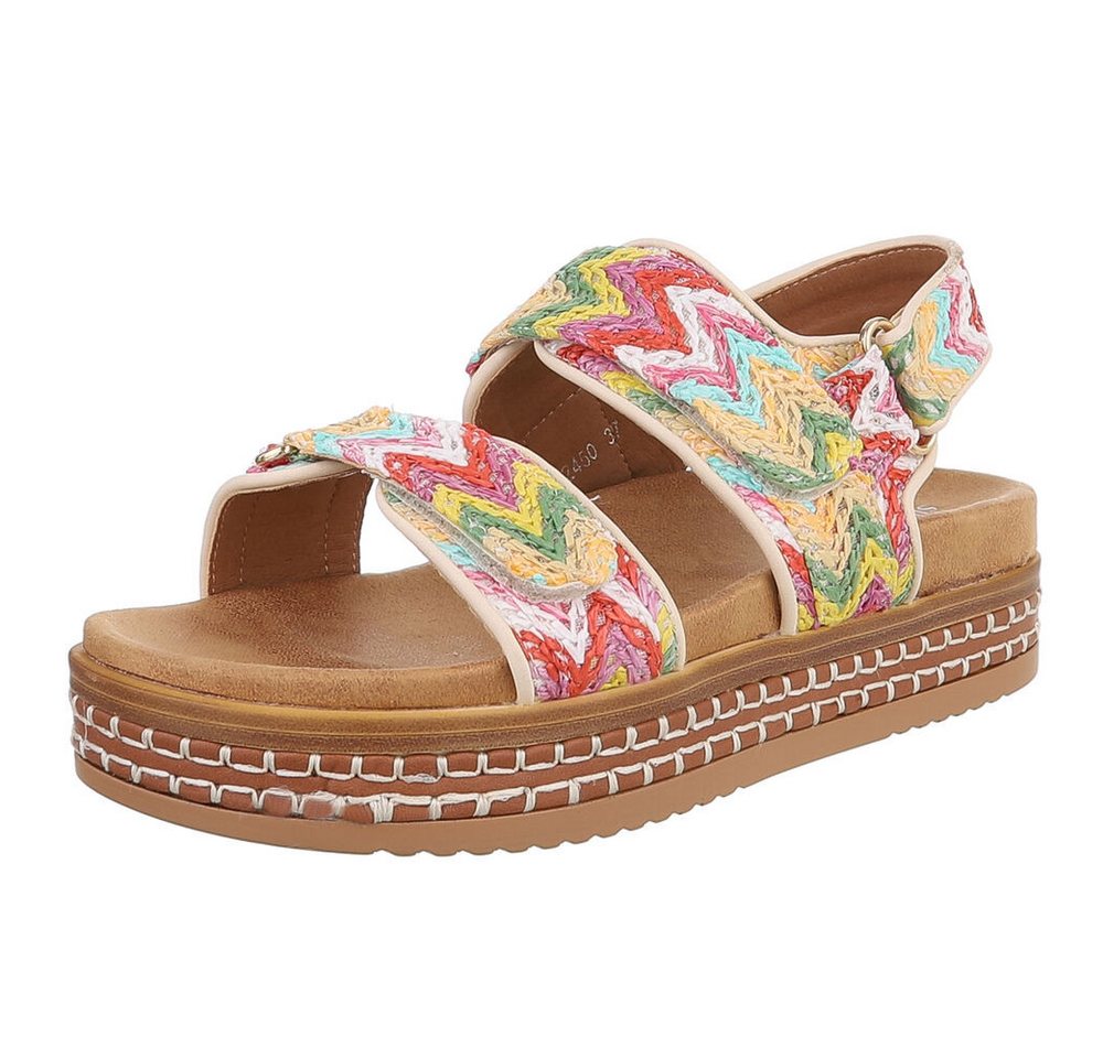 Ital-Design Modische Sommer-Sandalen mit verstellbaren Riemen Plateausandaletten (89542896) Flach Plateausandaletten in Beige