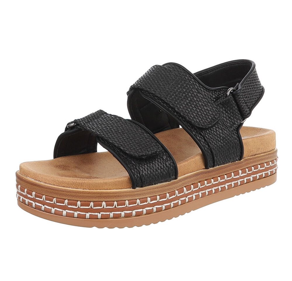 Ital-Design Modische Sommer-Sandalen mit verstellbaren Riemen Plateausandaletten (89542902) Flach Plateausandaletten in Schwarz