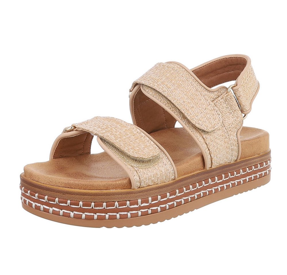 Ital-Design Modische Sommer-Sandalen mit verstellbaren Riemen Plateausandaletten (89542907) Flach Plateausandaletten in Beige