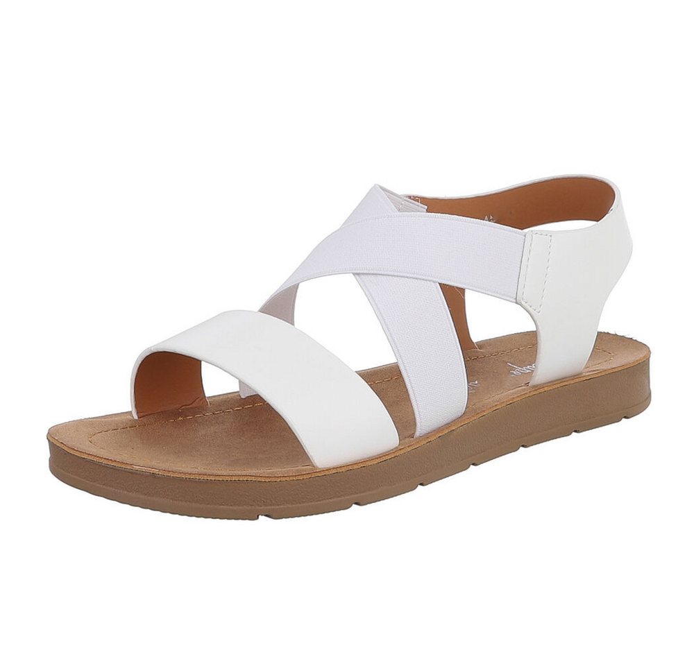 Ital-Design Modische Sommer-Sandalen mit verstellbaren Riemen Riemchensandalette (89542913) Flach Riemchensandalen in Weiß