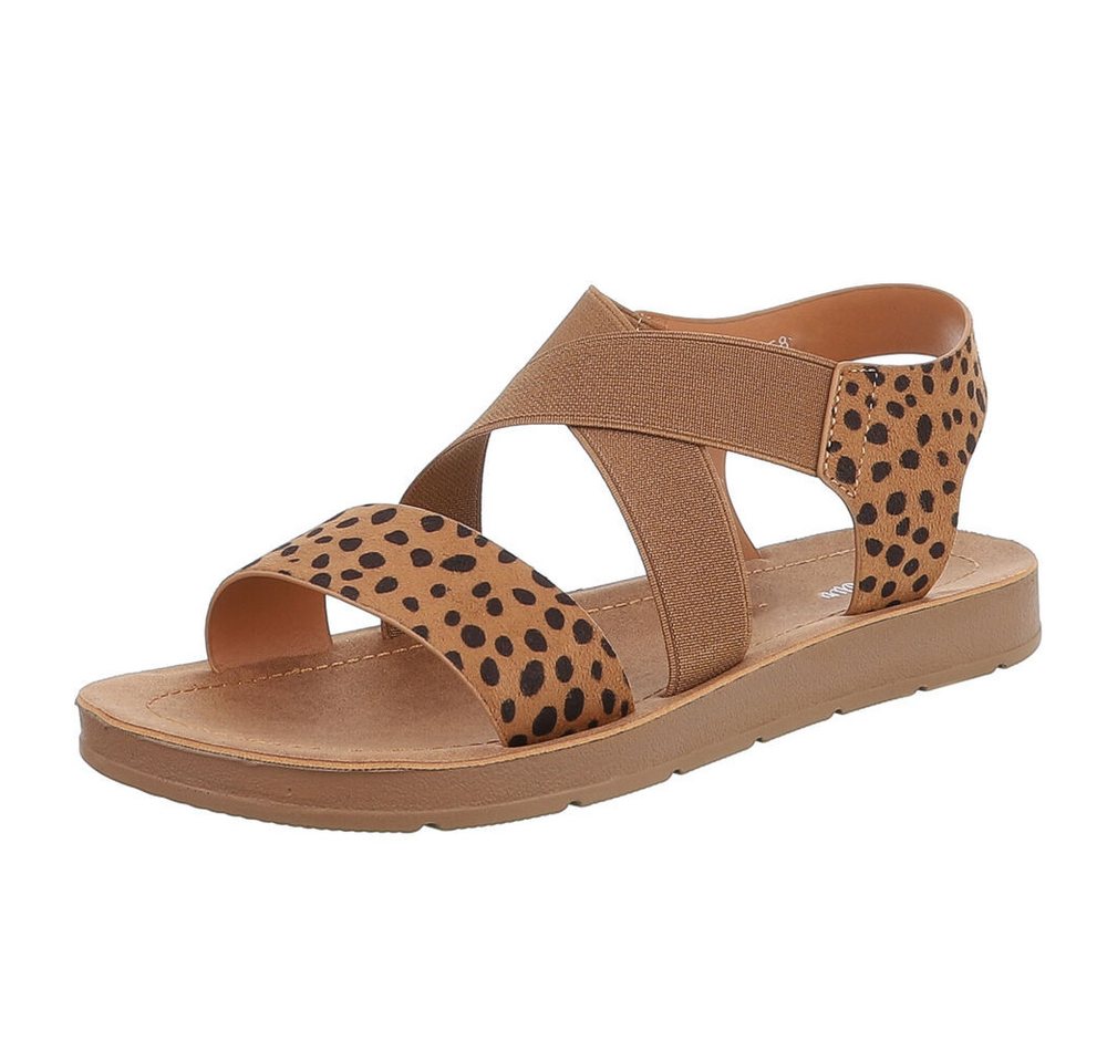 Ital-Design Modische Sommer-Sandalen mit verstellbaren Riemen Riemchensandalette (89542919) Flach Riemchensandalen in Braun