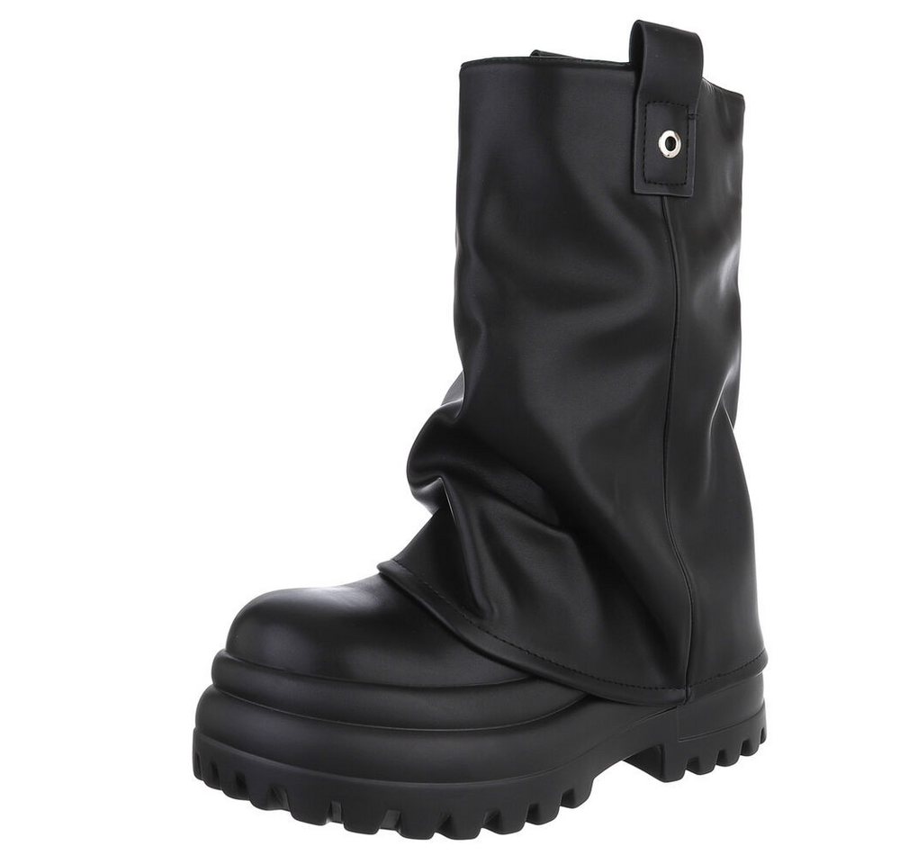 Ital-Design Modische Stiefeletten aus hochwertigem Material für Damen Westernstiefelette (90514978) Blockabsatz Stiefeletten in Schwarz
