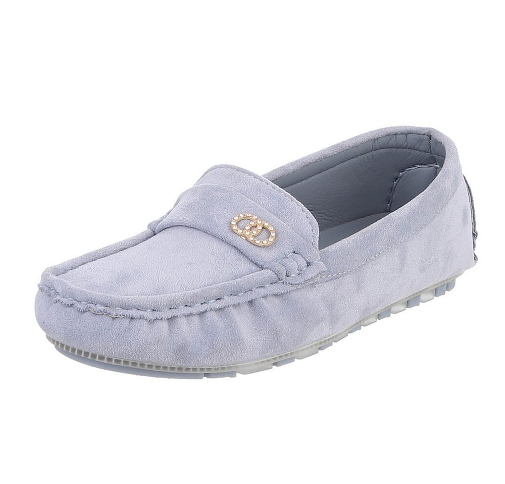 Ital-Design Modischer Mokassin für Damen mit eleganten Details Slipper (91554424) Flach Mokassins in Hellblau