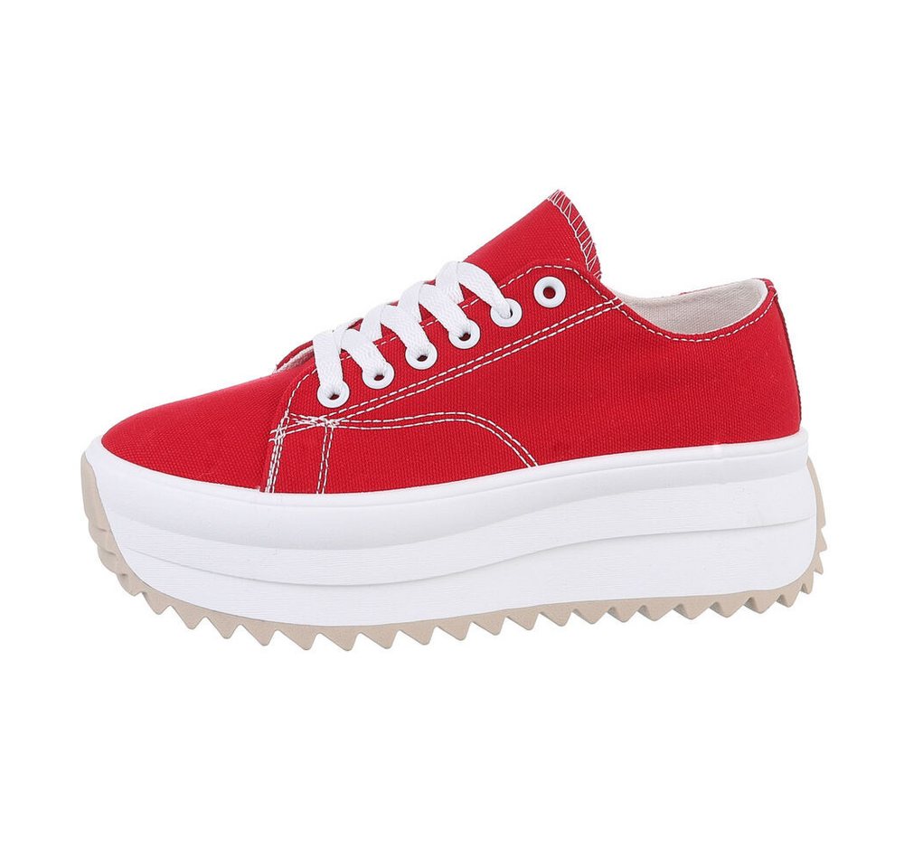 Ital-Design Modischer Plateau Sneaker für Damen in Schwarz Sneaker (85960114) Flach Sneakers Low in Rot