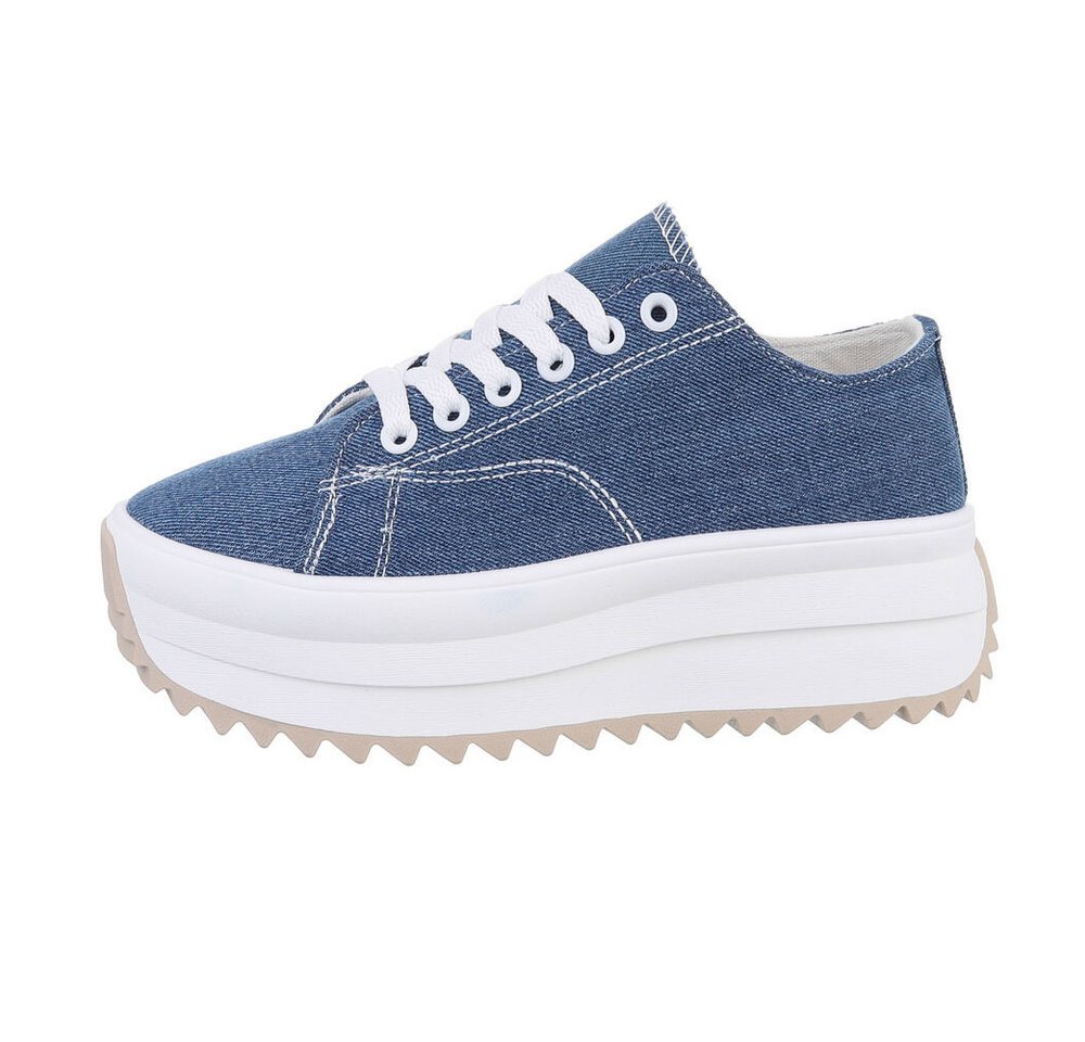 Ital-Design Modischer Plateau Sneaker für Damen in Schwarz Sneaker (85960121) Flach Sneakers Low in Blau