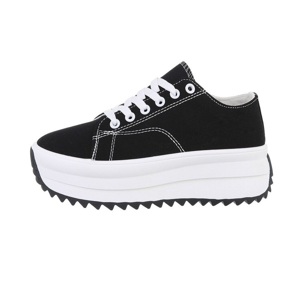 Ital-Design Modischer Plateau Sneaker für Damen in Schwarz Sneaker (85960138) Flach Sneakers Low in Schwarz