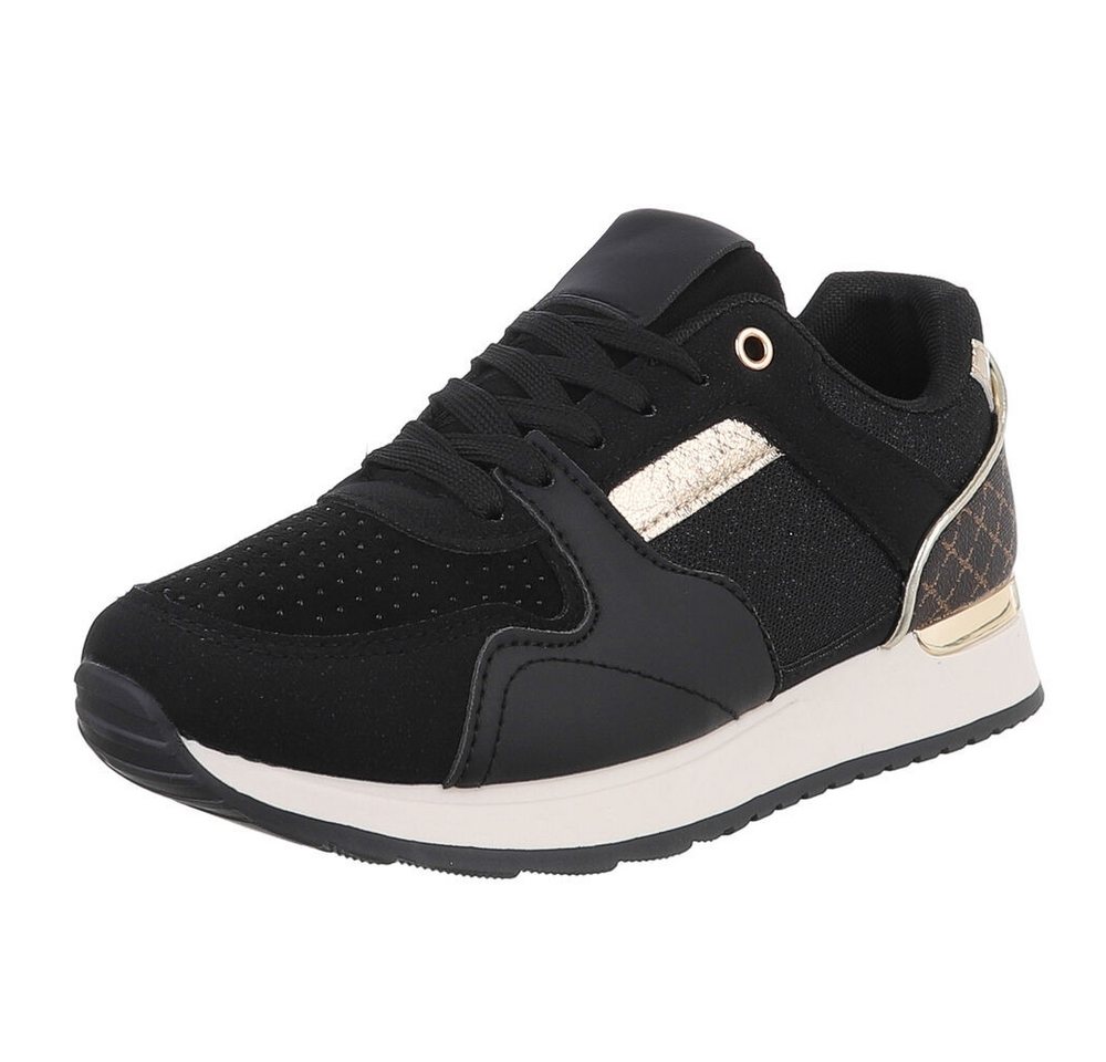 Ital-Design Modischer Sneaker für Damen – Bequem und stylish im Alltag Sneaker (90169696) Keilabsatz/Wedge Sneakers Low in Schwarz