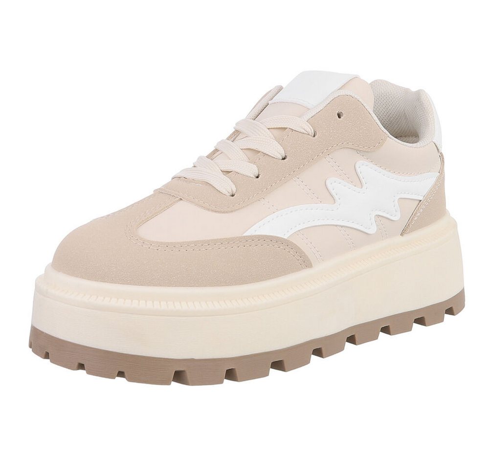 Ital-Design Modischer Sneaker für Damen mit bequemer Sohle Sneaker (90033155) Keilabsatz/Wedge Sneakers Low in Beige