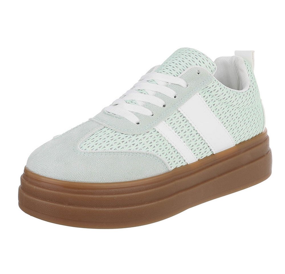 Ital-Design Modischer Sneaker mit atmungsaktivem Obermaterial für Damen Sneaker (91409106) Keilabsatz/Wedge Sneakers Low in Hellgrün