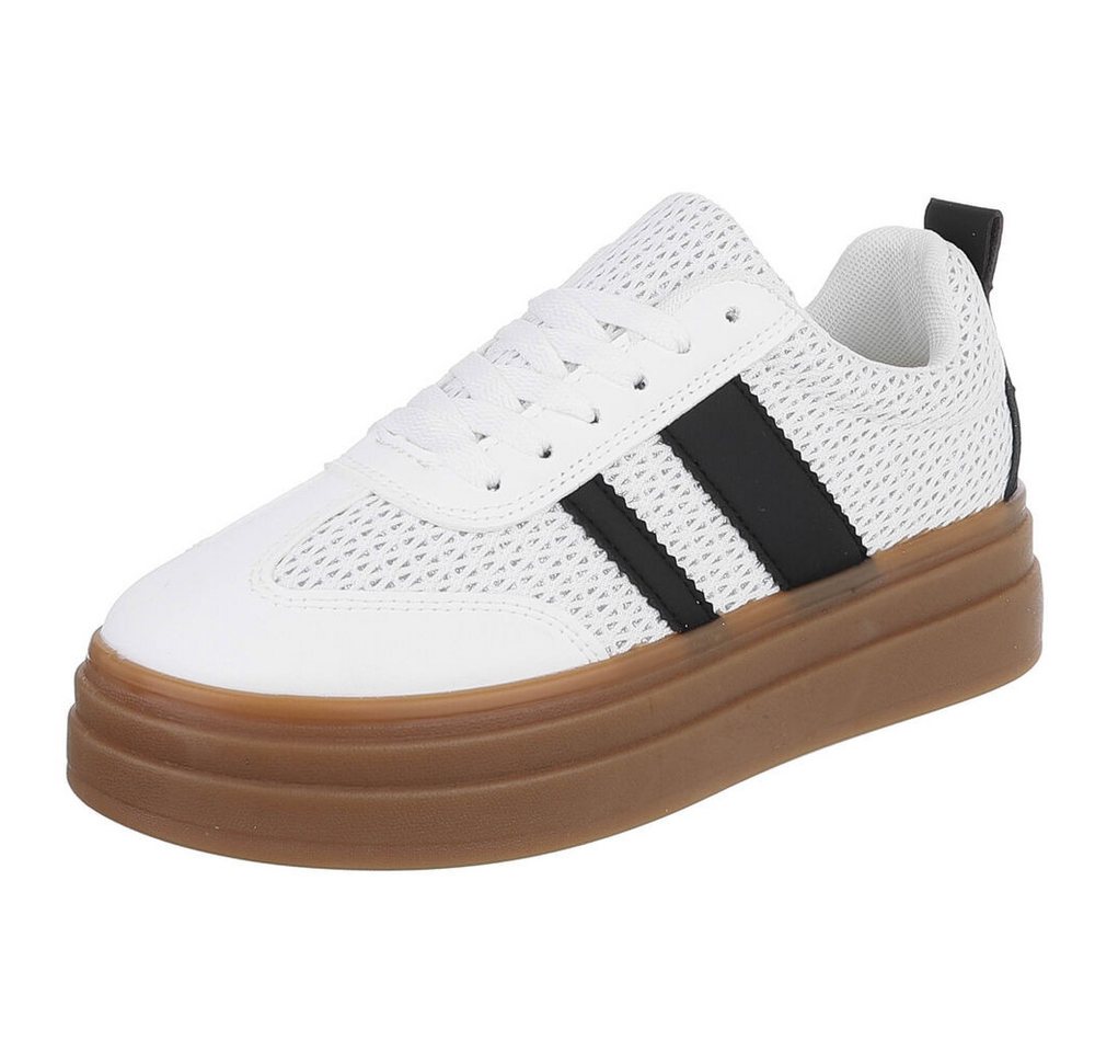 Ital-Design Modischer Sneaker mit atmungsaktivem Obermaterial für Damen Sneaker (91409112) Keilabsatz/Wedge Sneakers Low in Schwarz