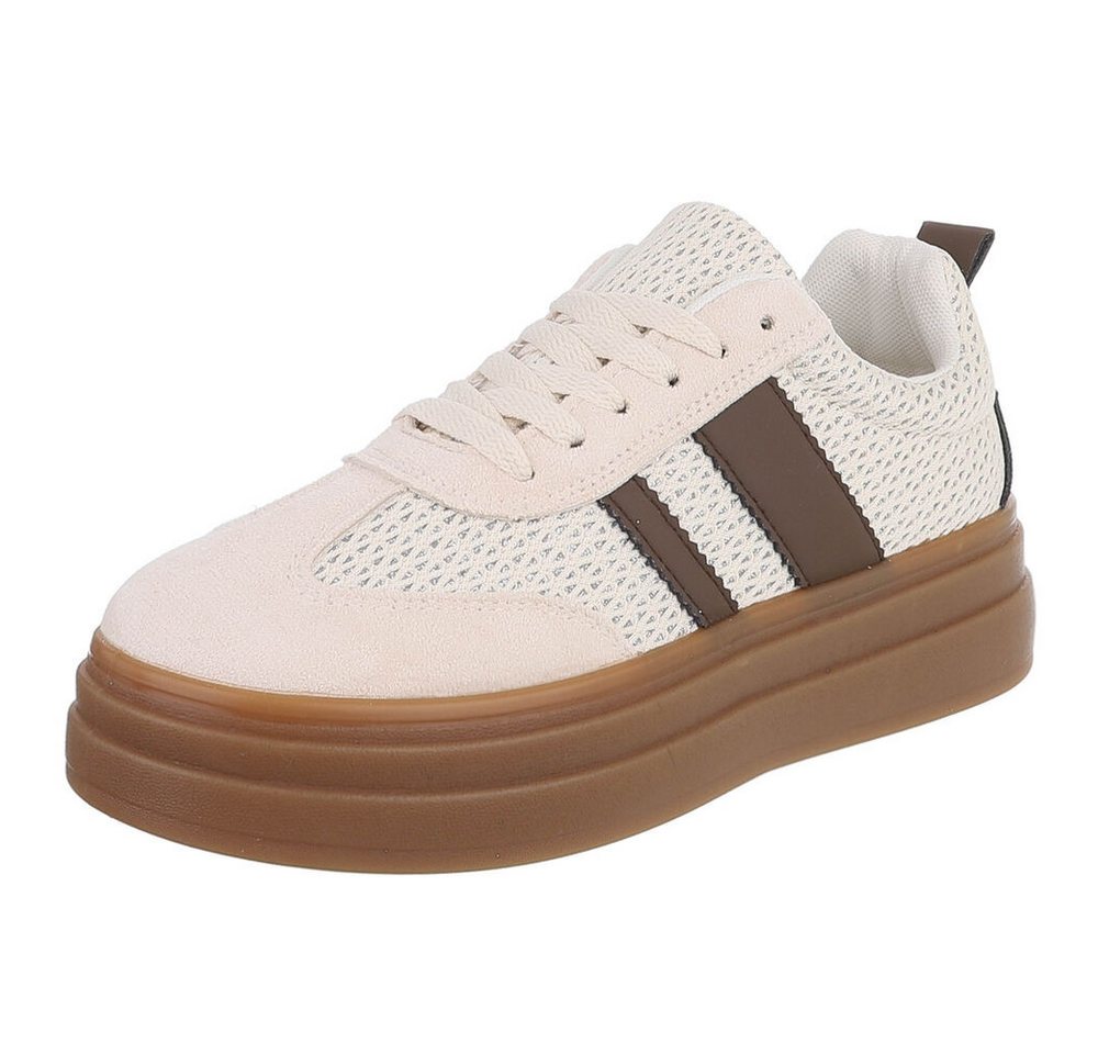 Ital-Design Modischer Sneaker mit atmungsaktivem Obermaterial für Damen Sneaker (91409120) Keilabsatz/Wedge Sneakers Low in Beige