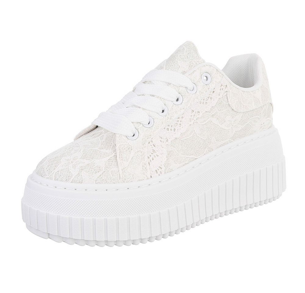 Ital-Design Modischer Sneaker mit Plattform und femininen Details Sneaker (91116846) Keilabsatz/Wedge Sneakers Low in Weiß
