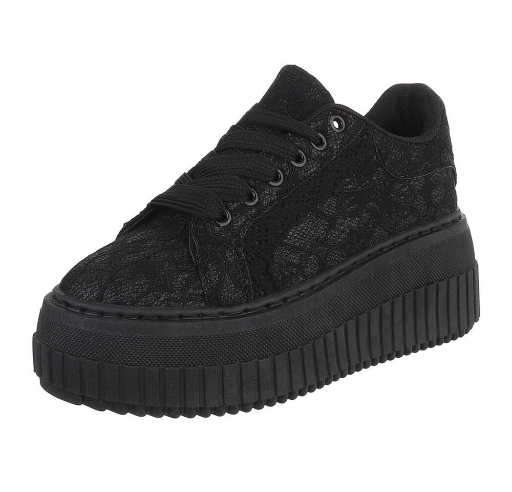 Ital-Design Modischer Sneaker mit Plattform und femininen Details Sneaker (91116856) Keilabsatz/Wedge Sneakers Low in Schwarz