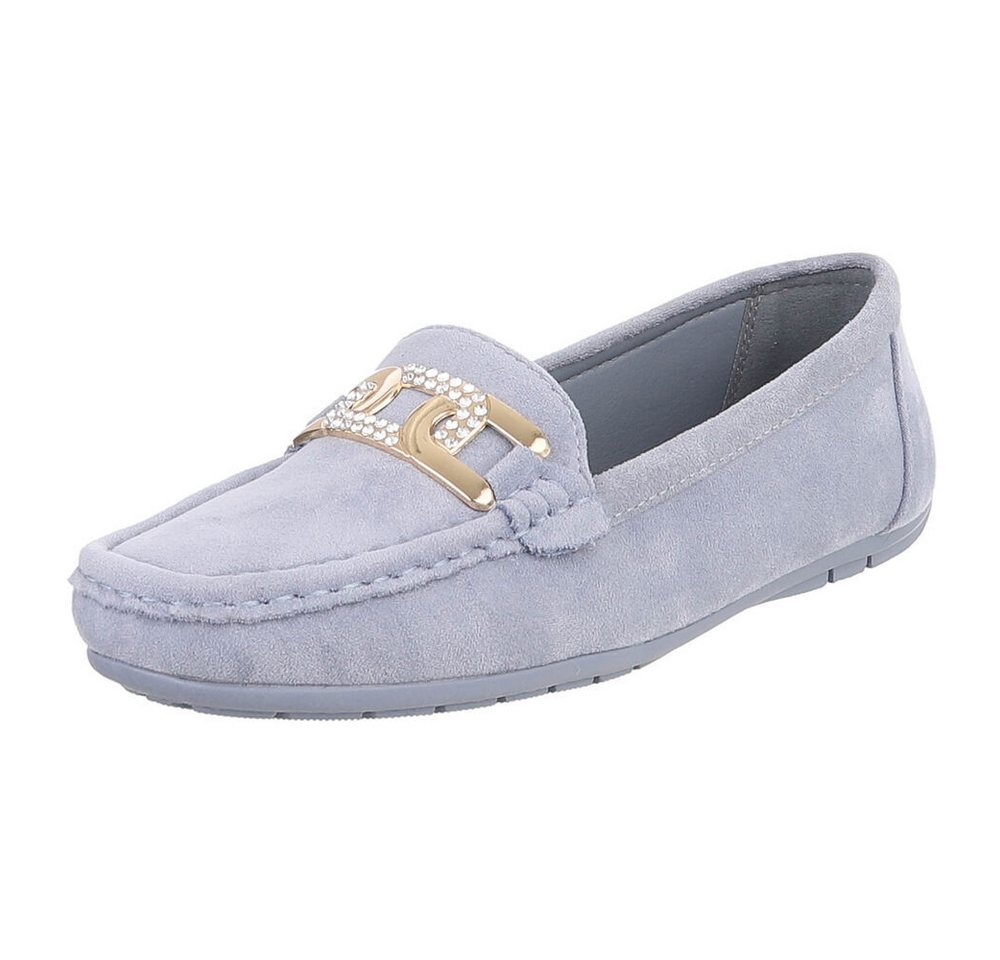 Ital-Design Mokassin mit Glitzerdetails für Damen, vielseitig und bequem Slipper (91554478) Flach Mokassins in Hellblau