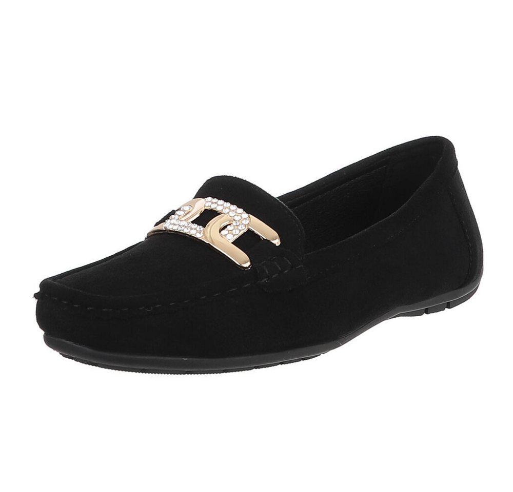 Ital-Design Mokassin mit Glitzerdetails für Damen, vielseitig und bequem Slipper (91554486) Flach Mokassins in Schwarz