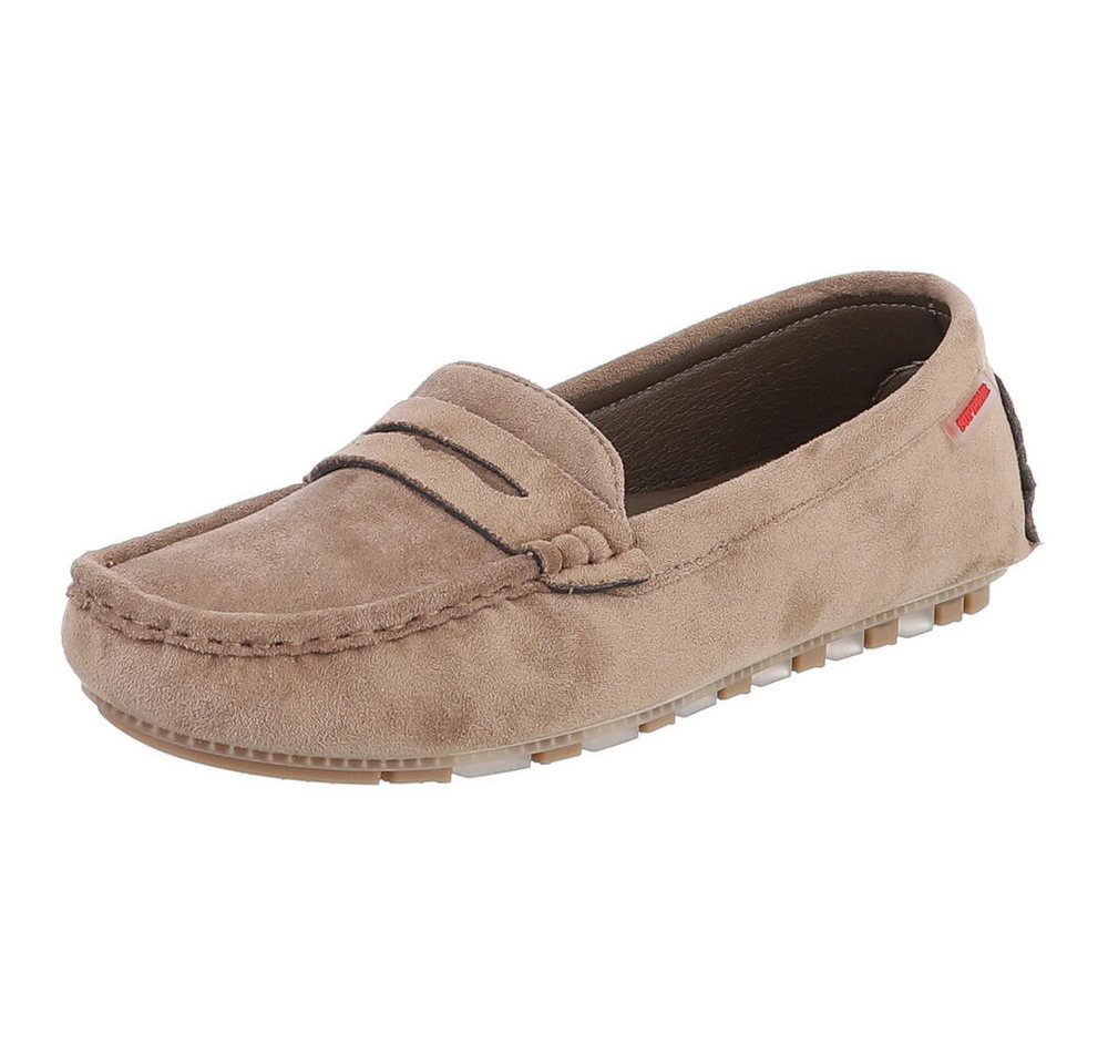 Ital-Design Mokassinschuh mit Komfort und eleganter Mokassin-Optik Slipper (91261025) Flach Mokassins in Hellbraun