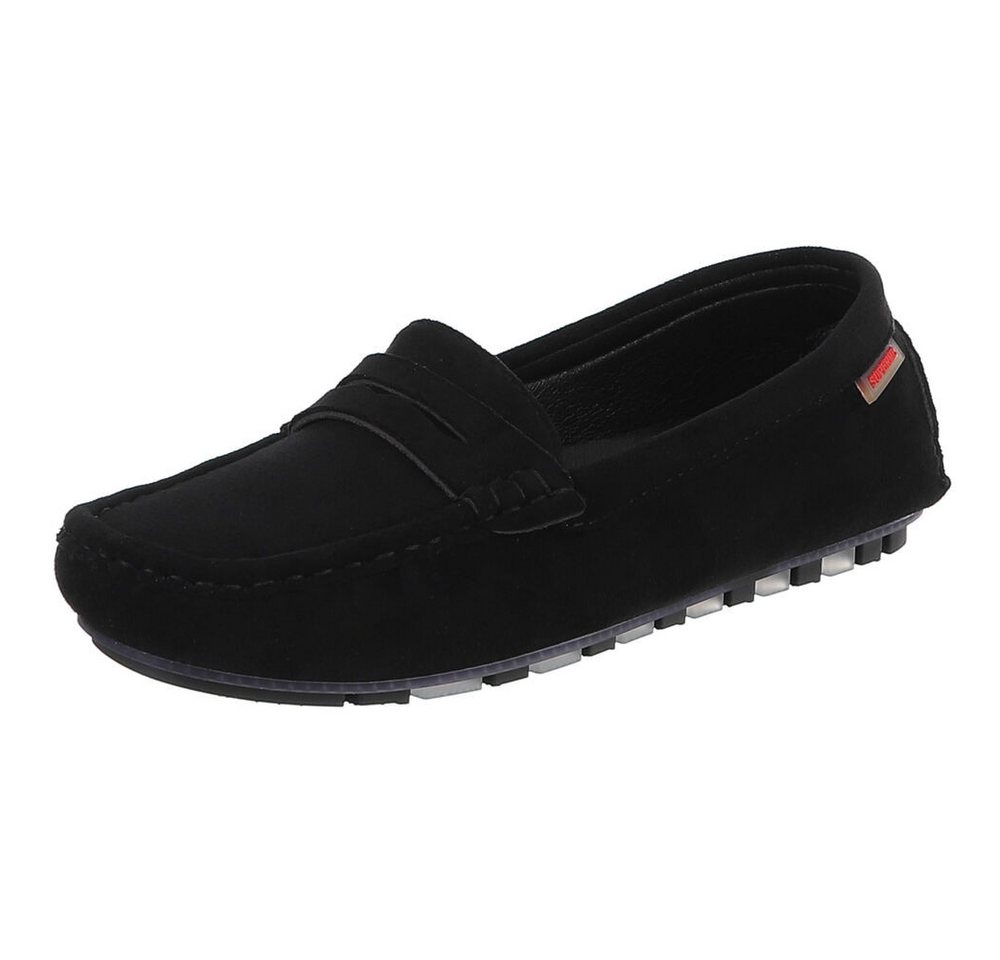 Ital-Design Mokassinschuh mit Komfort und eleganter Mokassin-Optik Slipper (91261032) Flach Mokassins in Schwarz