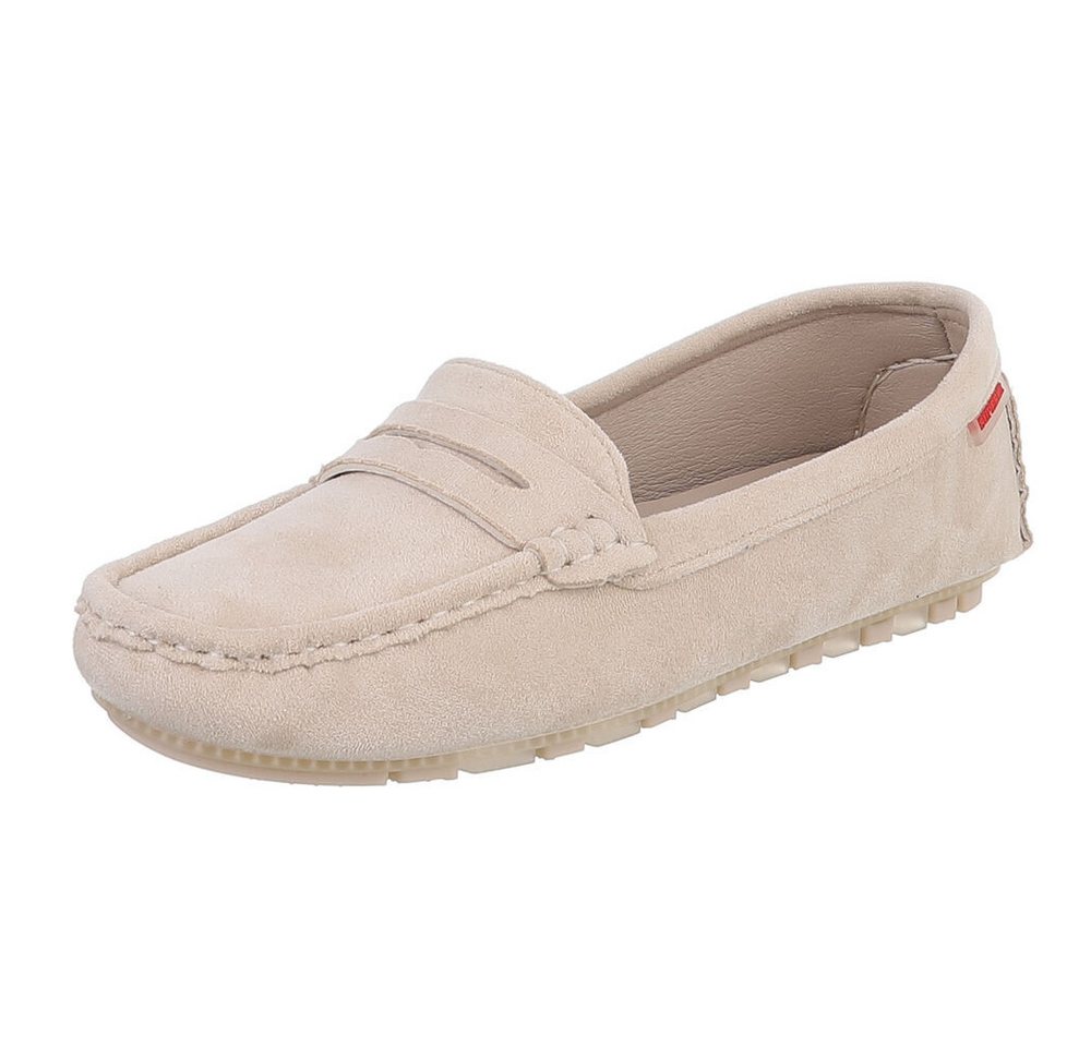 Ital-Design Mokassinschuh mit Komfort und eleganter Mokassin-Optik Slipper (91261039) Flach Mokassins in Beige