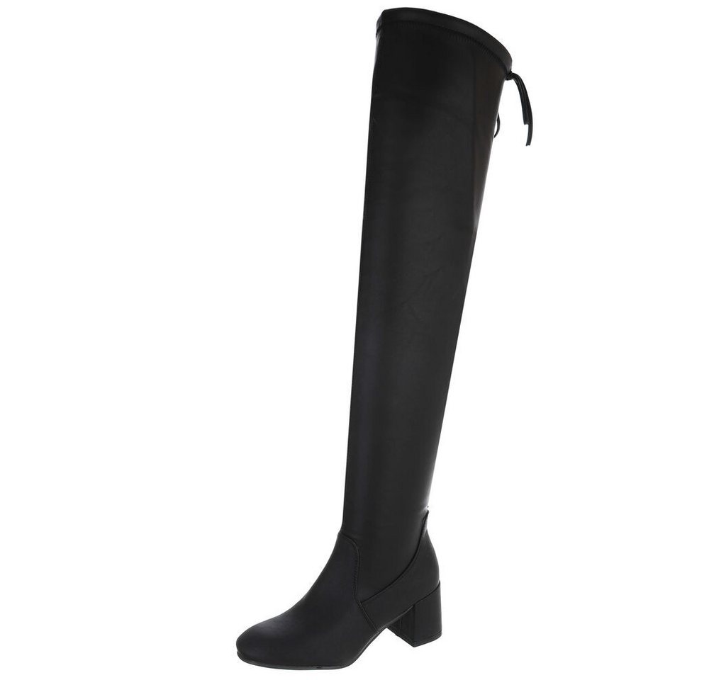 Ital-Design Overknee-Stiefel aus Kunstleder mit Blockabsatz für Damen Overkneestiefel (90793396) Blockabsatz Stiefel in Schwarz