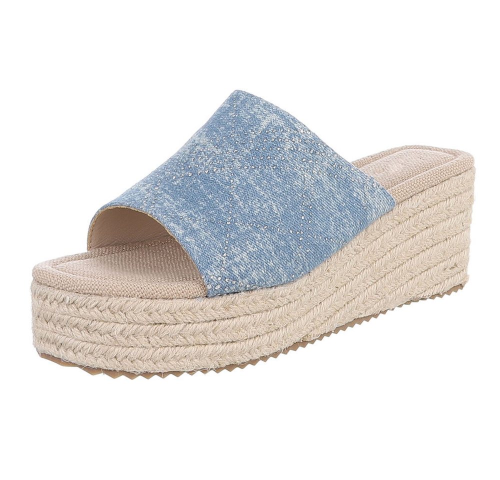 Ital-Design Plateau-Sandalen mit offenem Schnitt für Damen Plateausandaletten (91154563) Keilabsatz/Wedge Keilsandaletten in Blau