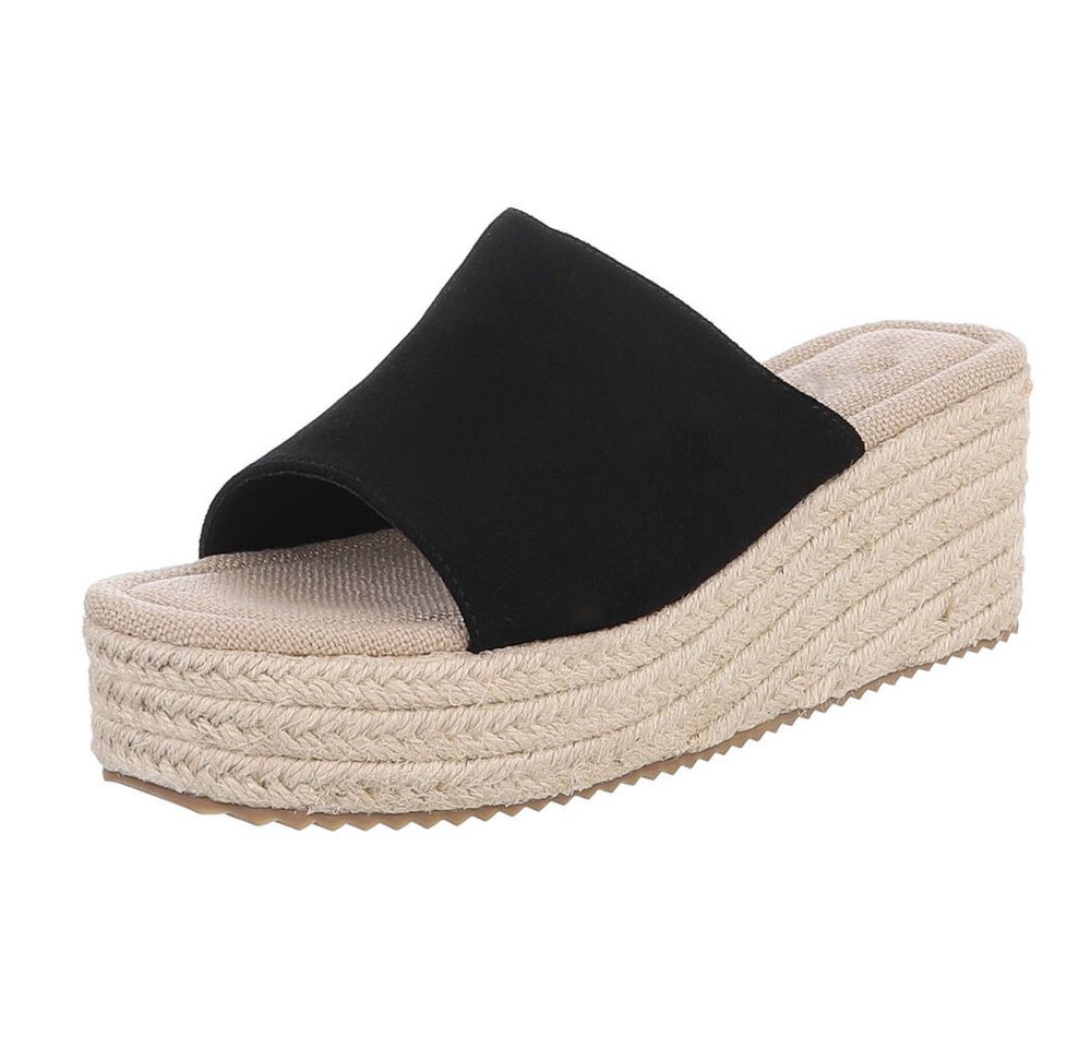 Ital-Design Plateau-Sandalen mit offenem Schnitt für Damen Plateausandaletten (91154570) Keilabsatz/Wedge Keilsandaletten in Schwarz