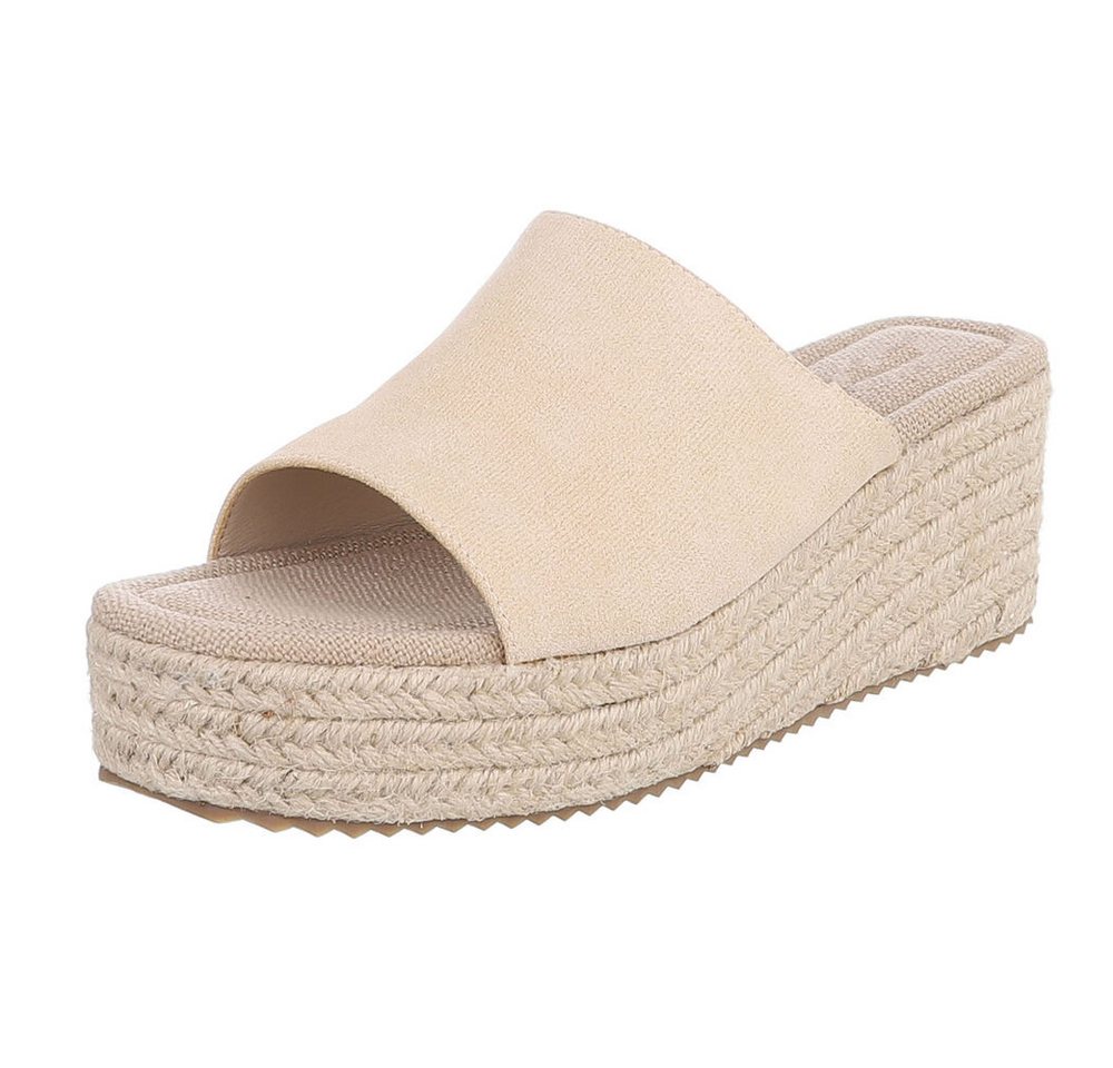 Ital-Design Plateau-Sandalen mit offenem Schnitt für Damen Plateausandaletten (91154574) Keilabsatz/Wedge Keilsandaletten in Beige
