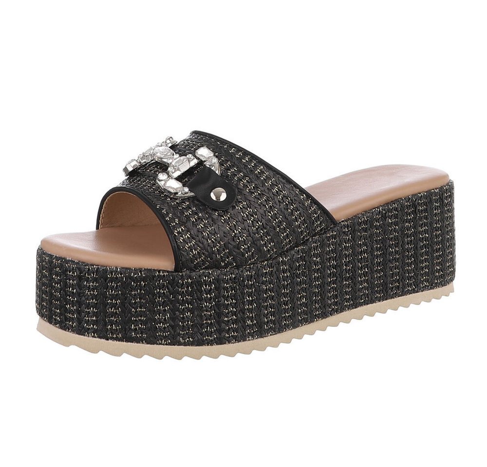 Ital-Design Plateau-Sandalen mit Schmuckdetail für Damen Plateausandaletten (89853037) Keilabsatz/Wedge Keilsandaletten in Schwarz