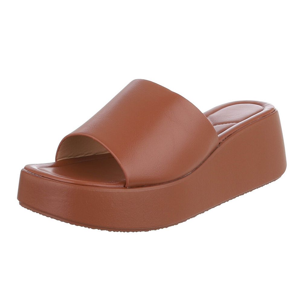 Ital-Design Plateausandal mit Cut-Out und gepolsterter Sohle Plateausandaletten (91512298) Keilabsatz/Wedge Keilsandaletten in Camel