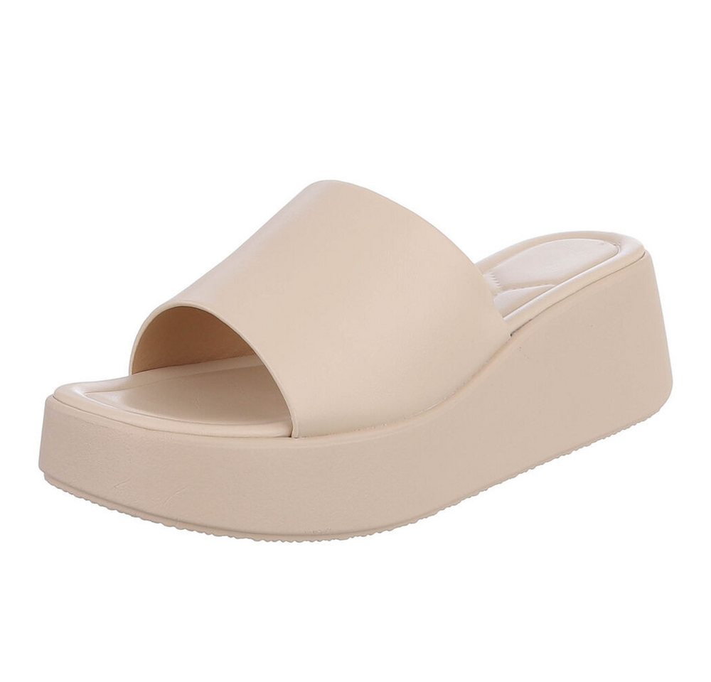 Ital-Design Plateausandal mit Cut-Out und gepolsterter Sohle Plateausandaletten (91512307) Keilabsatz/Wedge Keilsandaletten in Beige