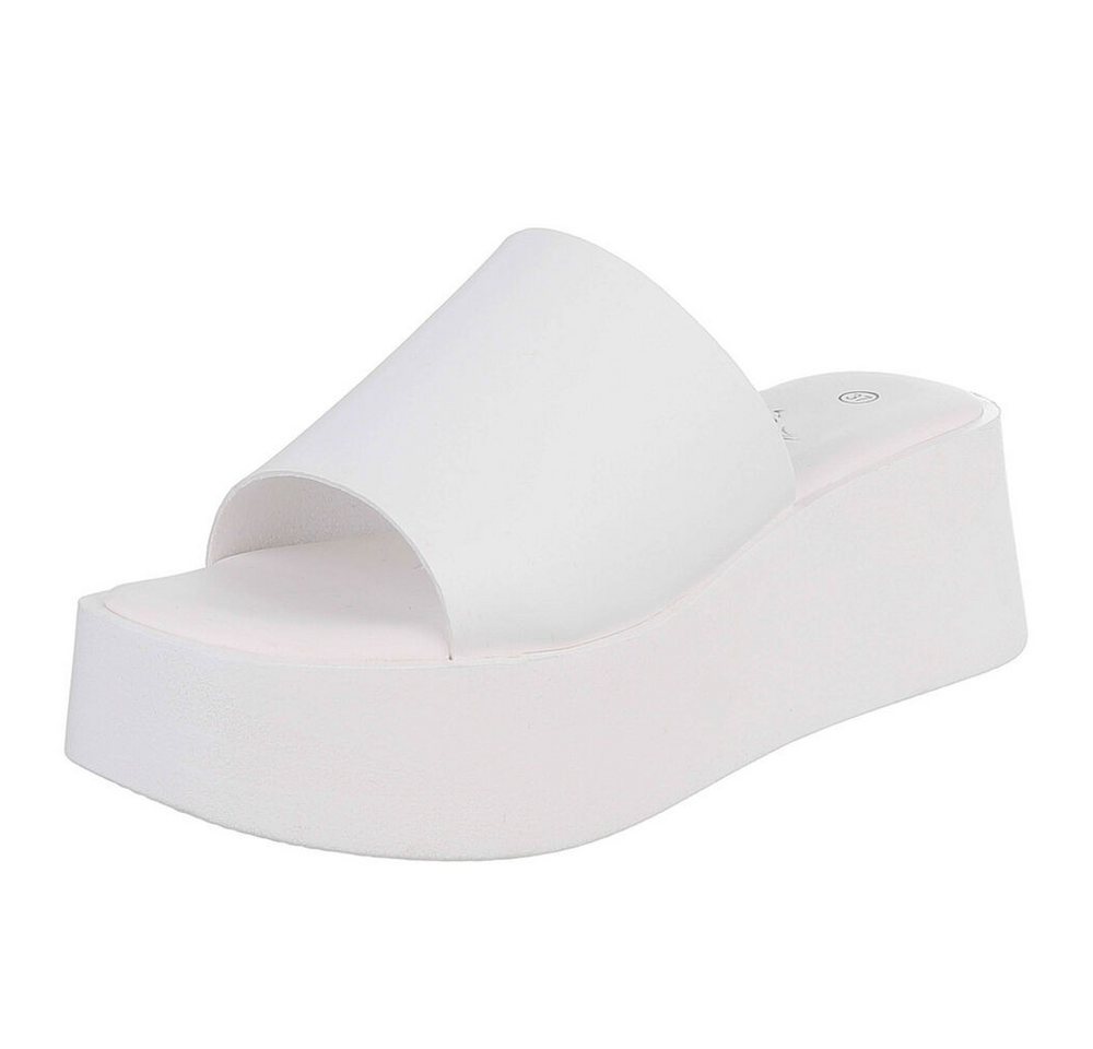 Ital-Design Plateauschuh mit offener Zehenpartie für Damen Plateausandaletten (91409155) Keilabsatz/Wedge Keilsandaletten in Weiß
