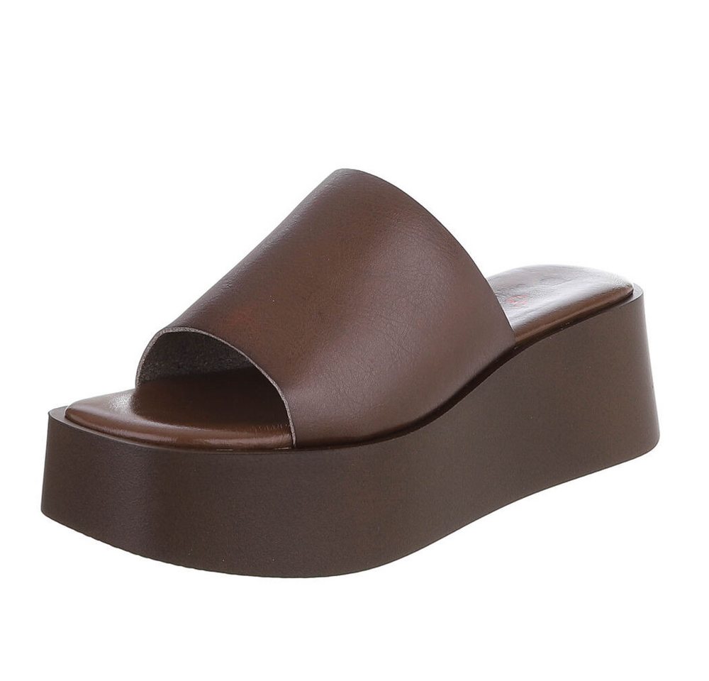 Ital-Design Plateauschuh mit offener Zehenpartie für Damen Plateausandaletten (91409162) Keilabsatz/Wedge Keilsandaletten in Dunkelbraun