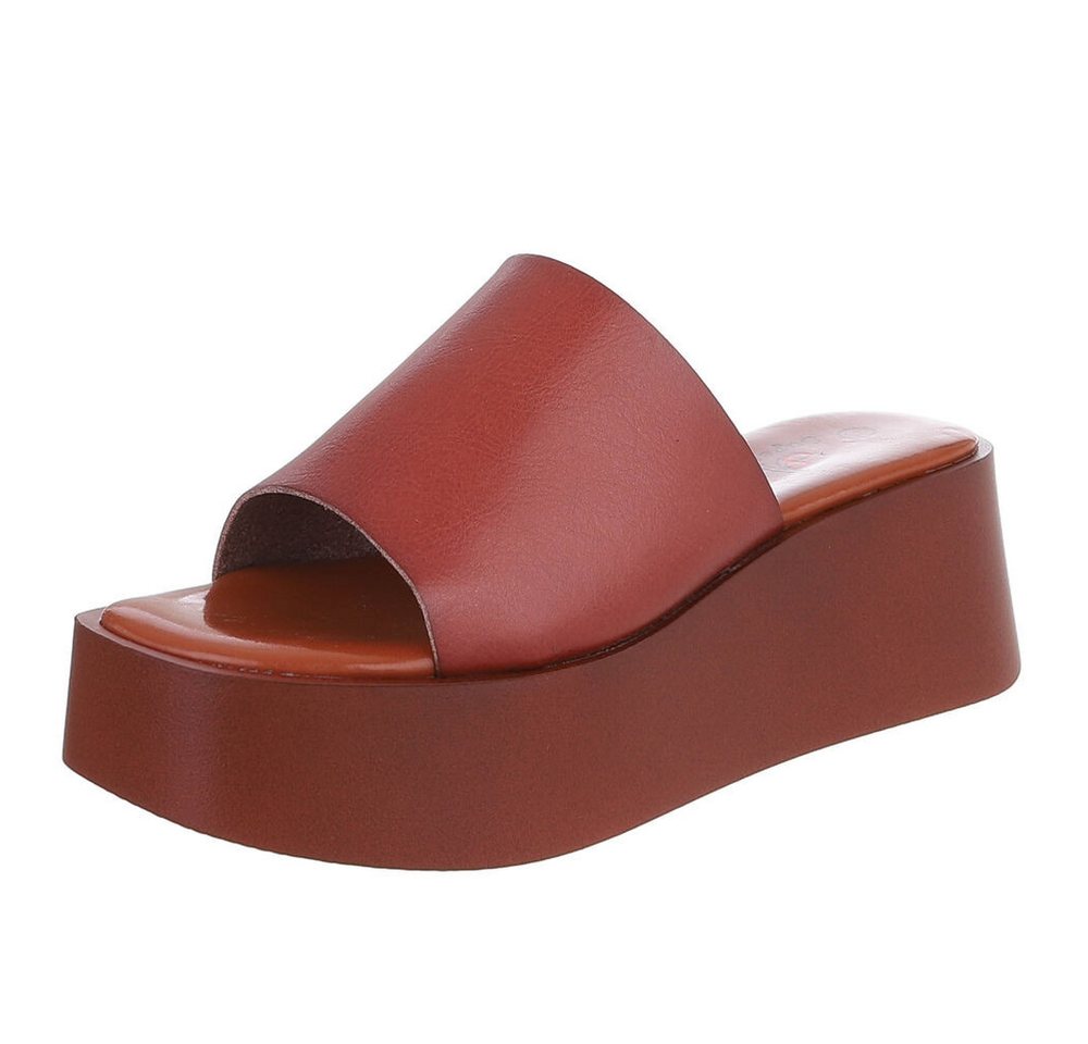 Ital-Design Plateauschuh mit offener Zehenpartie für Damen Plateausandaletten (91409172) Keilabsatz/Wedge Keilsandaletten in Braun