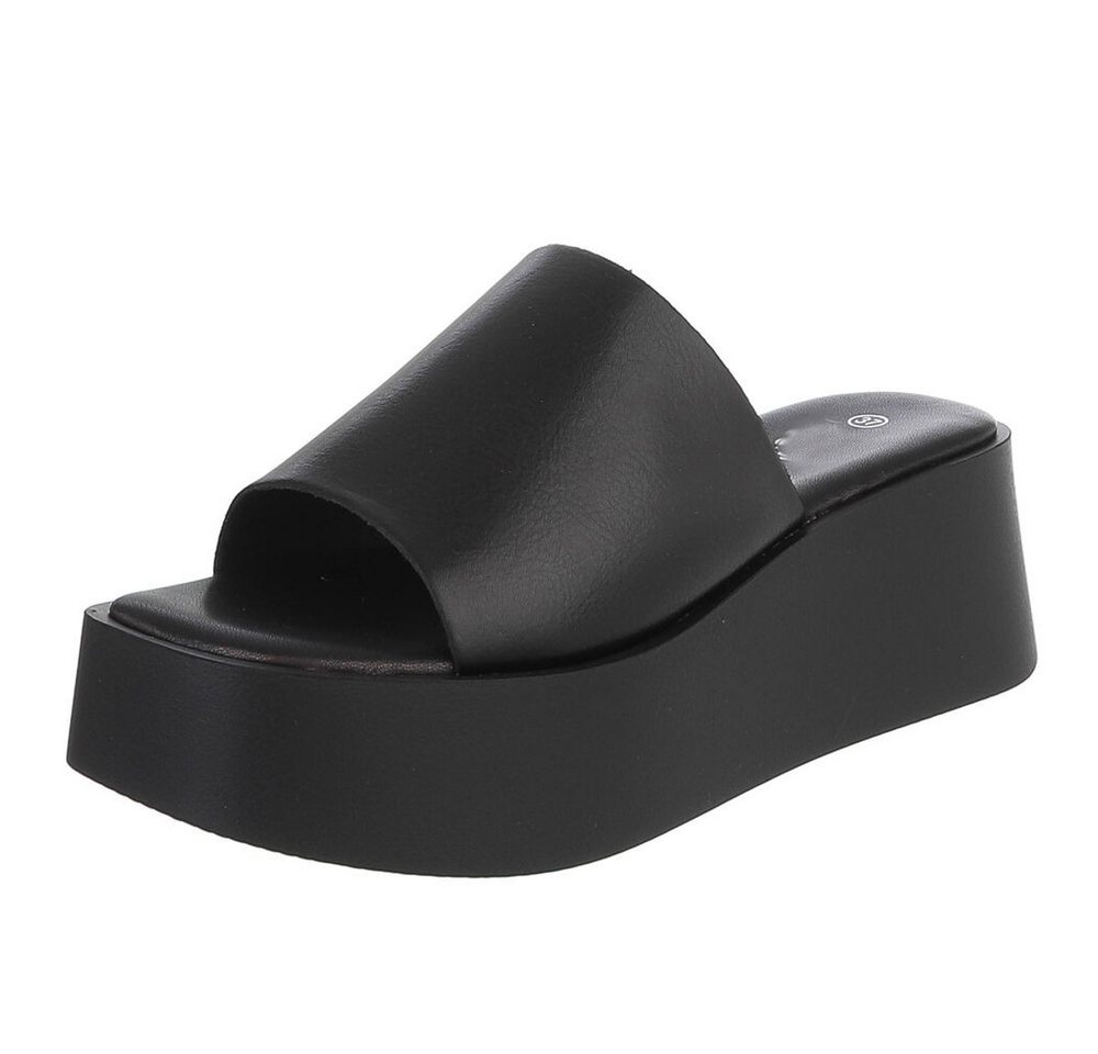 Ital-Design Plateauschuh mit offener Zehenpartie für Damen Plateausandaletten (91409181) Keilabsatz/Wedge Keilsandaletten in Schwarz