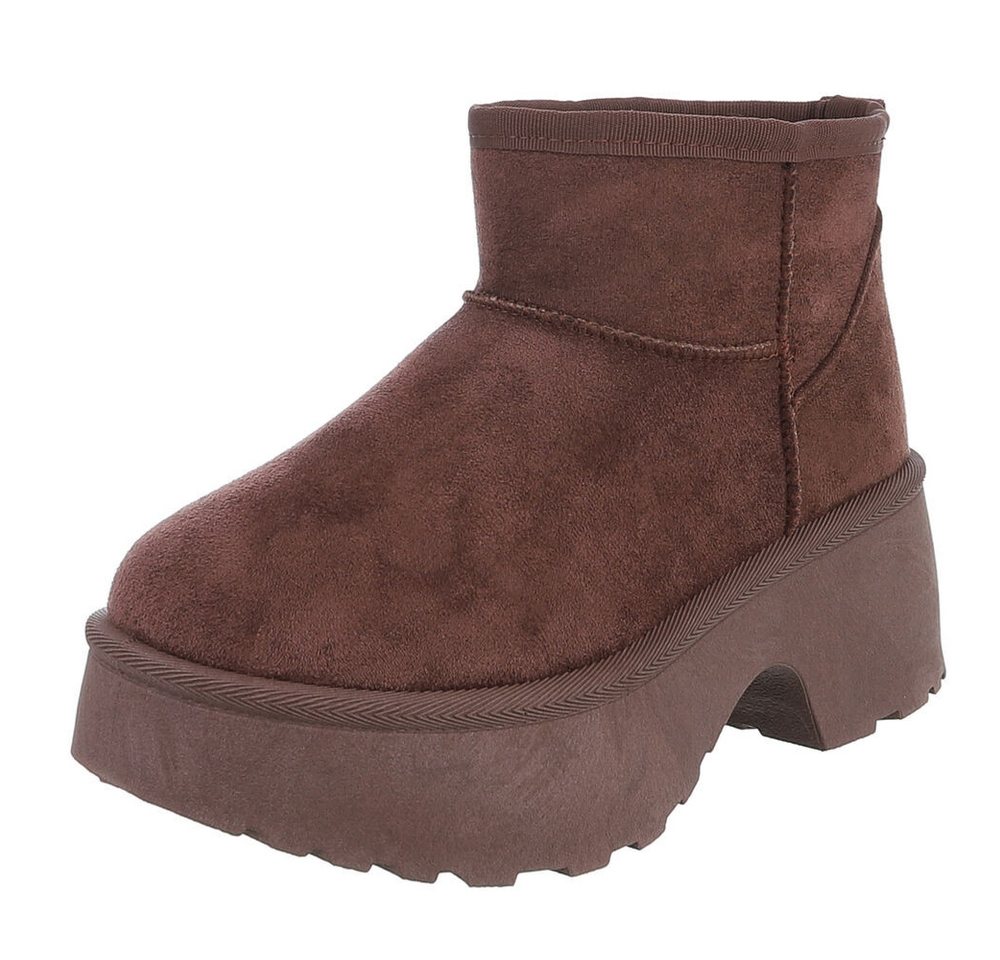 Ital-Design Plattform Ankle Boots für Damen – Stilvoll & Bequem Snowboots (90503045) Blockabsatz Stiefeletten in Braun
