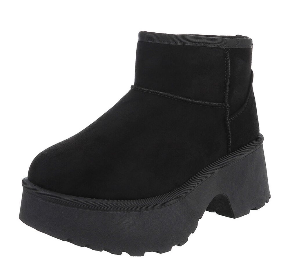 Ital-Design Plattform Ankle Boots für Damen – Stilvoll & Bequem Snowboots (90503053) Blockabsatz Stiefeletten in Schwarz