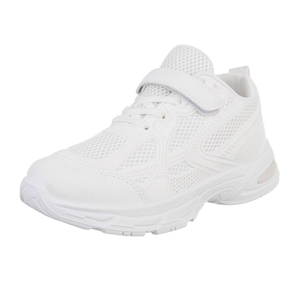 Ital-Design Sportliche Kinderschuhe mit verstellbarem Verschluss Sneaker (89545327) Flach Freizeitschuhe in Weiß